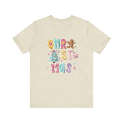 Pastel Christmas Cookie T-Shirt - Faux Yarn