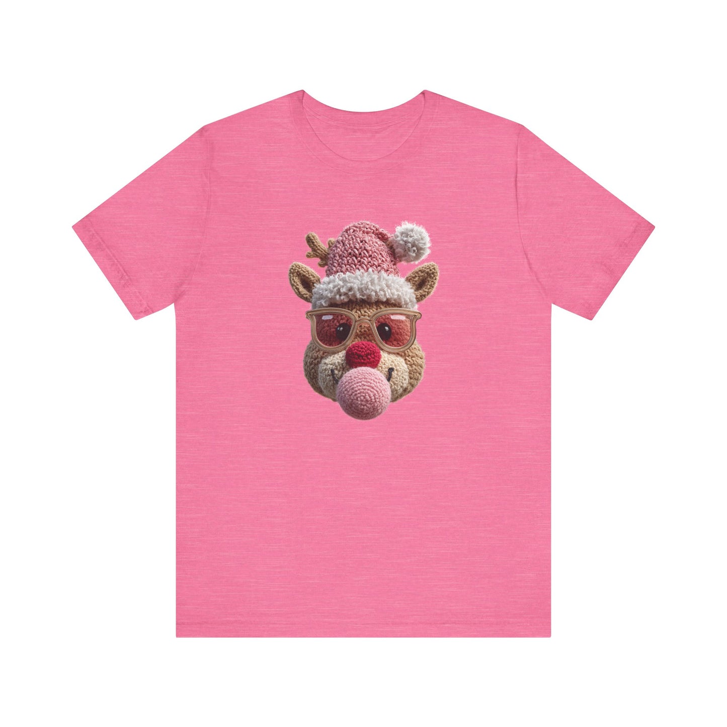 Reindeer Bubble Gum Christmas T-Shirt - Faux Yarn