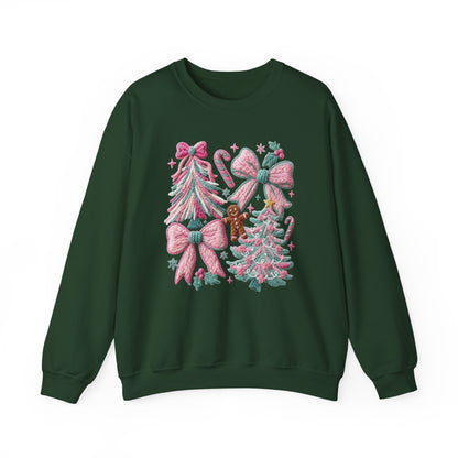 Holly Tree Coquette Christmas Sweatshirt - Faux Yarn