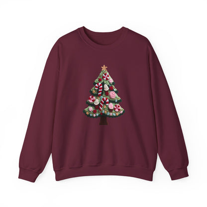 Cute Christmas Tree Sweatshirt - Faux Yarn
