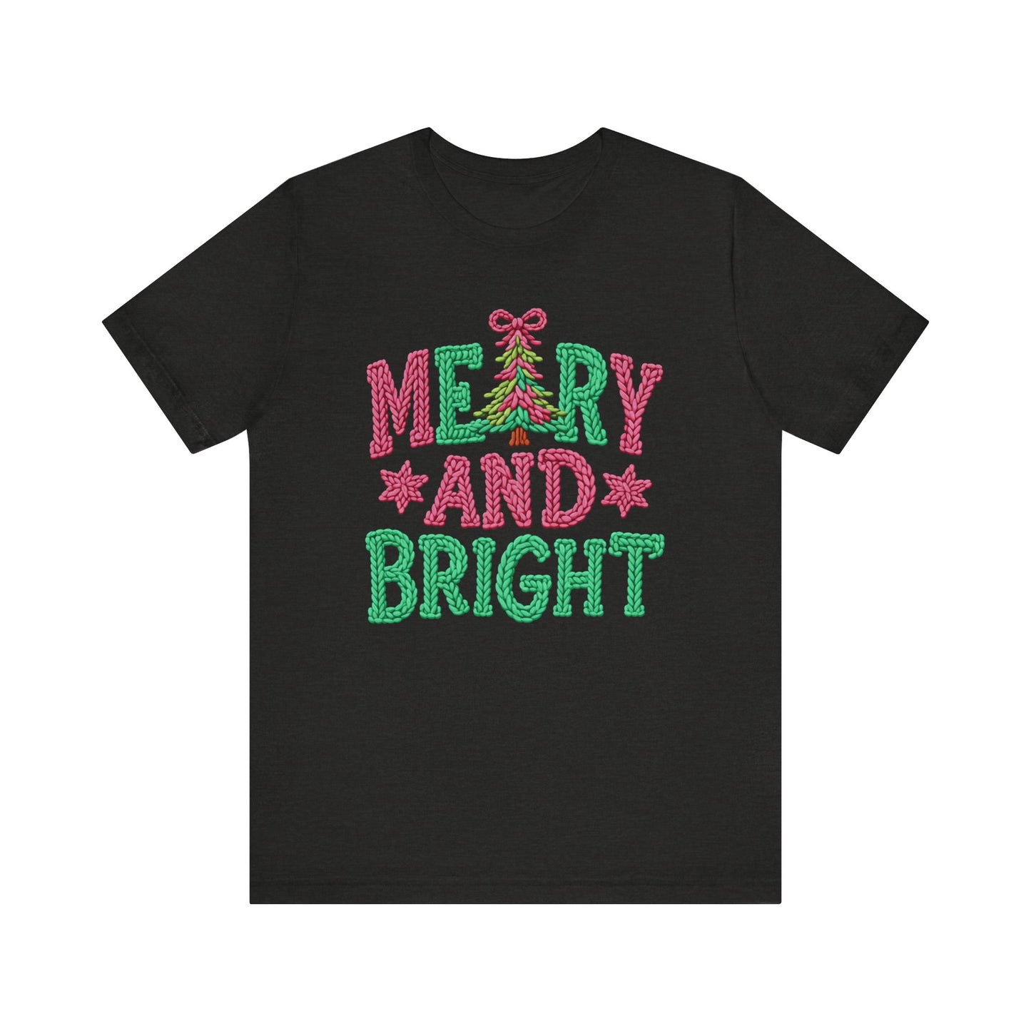 Merry & Bright Christmas T-Shirt - Faux Yarn