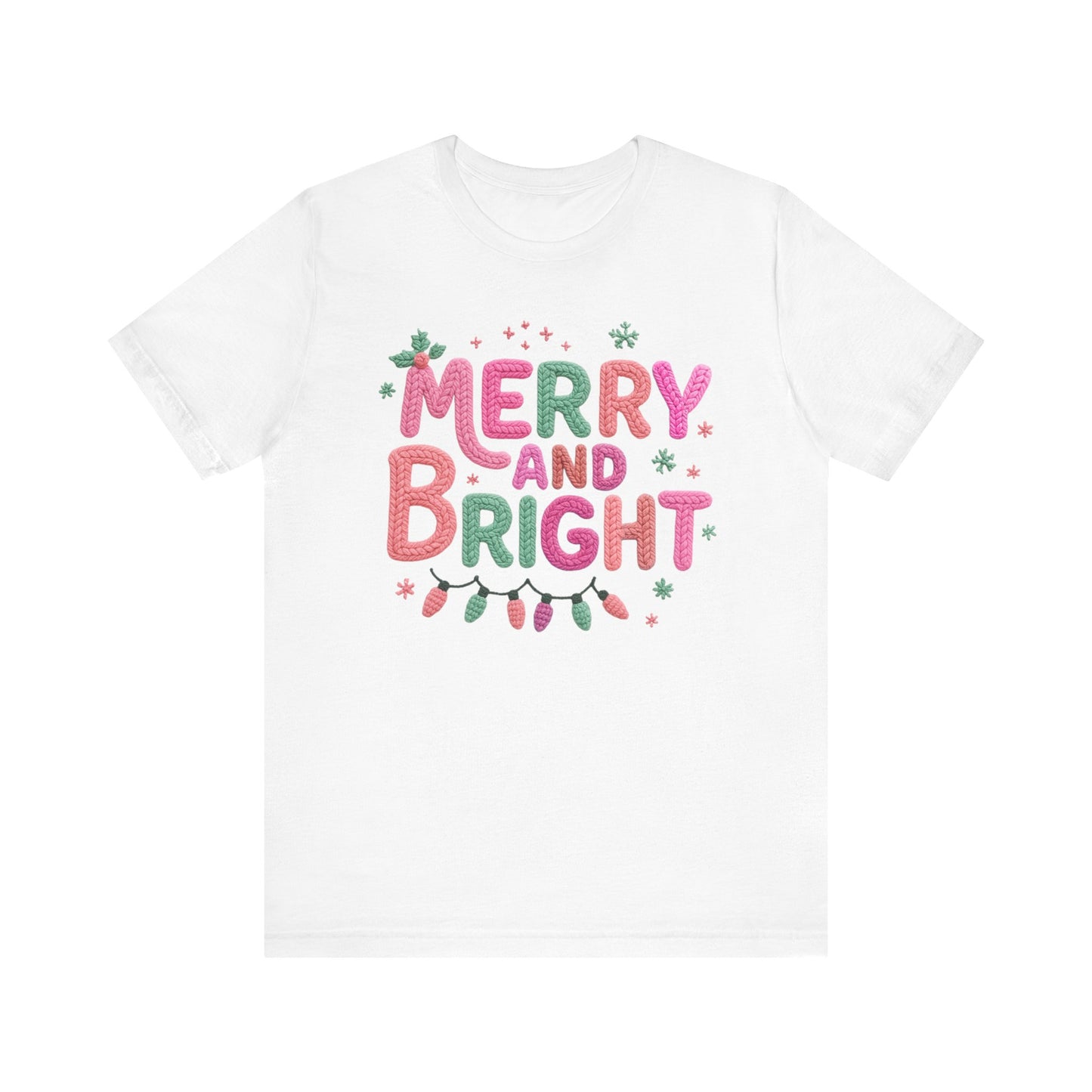 Merry & Bright Christmas T-Shirt - Faux Yarn