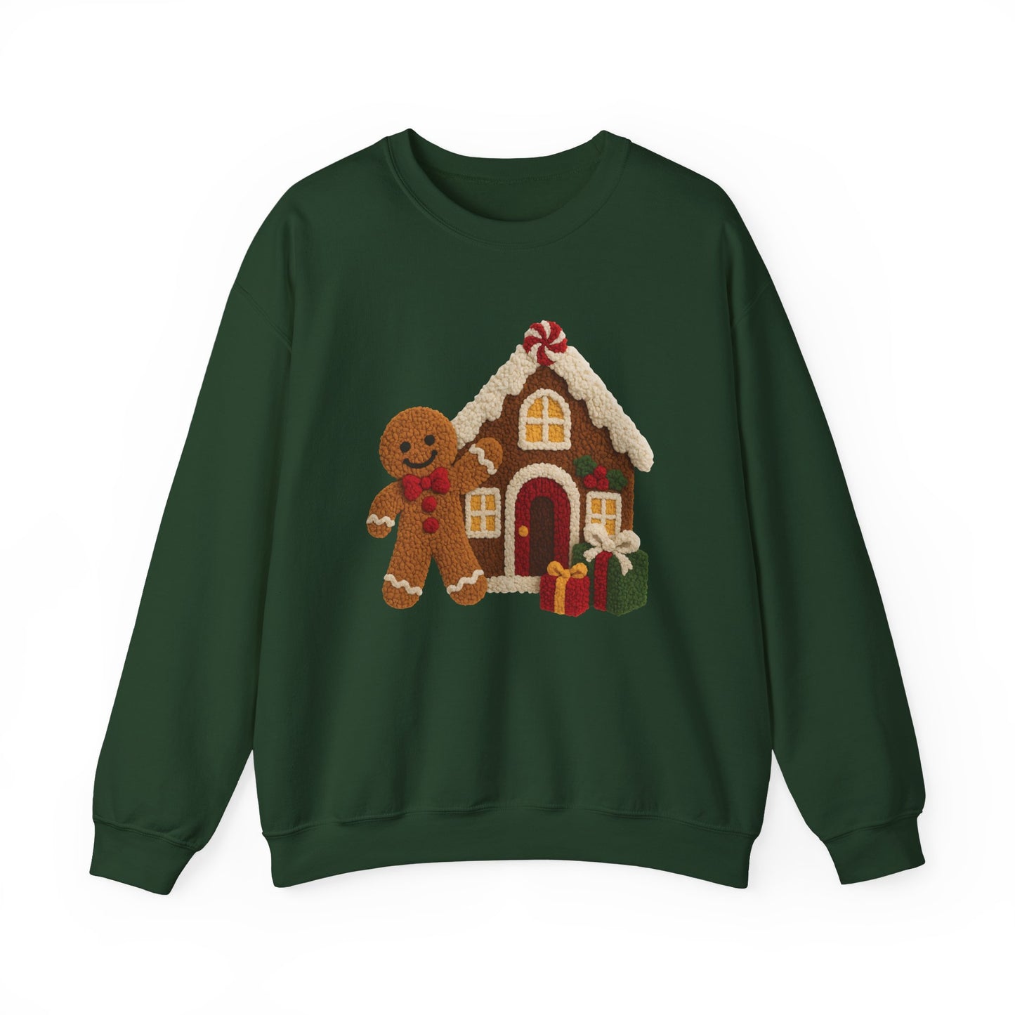 Ginger Bread Man House Christmas Sweatshirt - Faux Yarn