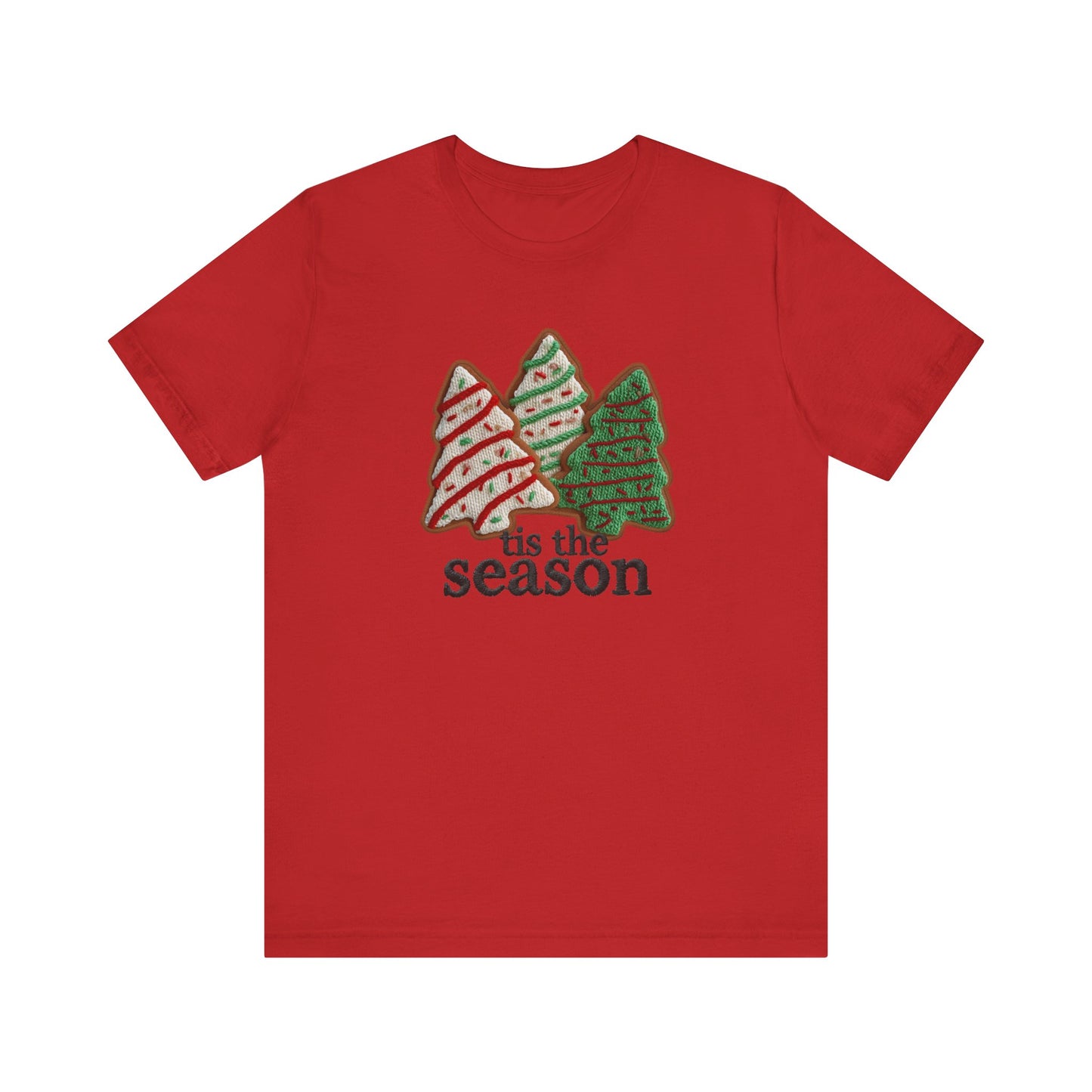 Tis the Season Christmas Tree Cookies T-Shirt - Faux Yarn