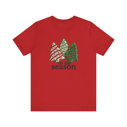 Tis the Season Christmas Tree Cookies T-Shirt - Faux Yarn