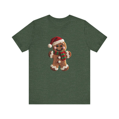 Ginger Bread Man Christmas T-Shirt - Faux Yarn