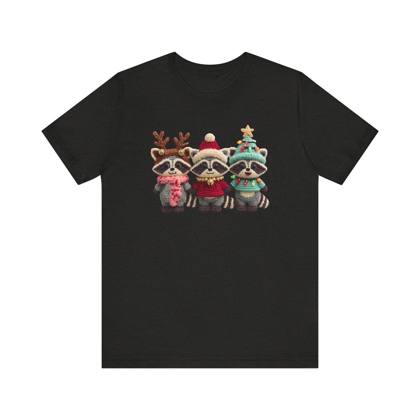 Cute Christmas Racoons T-Shirt - Faux Yarn