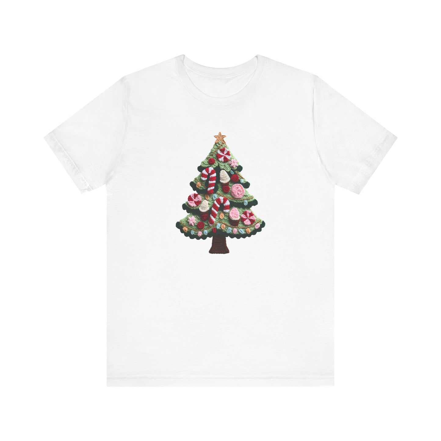 Cute Christmas Tree T-Shirt - Faux Yarn