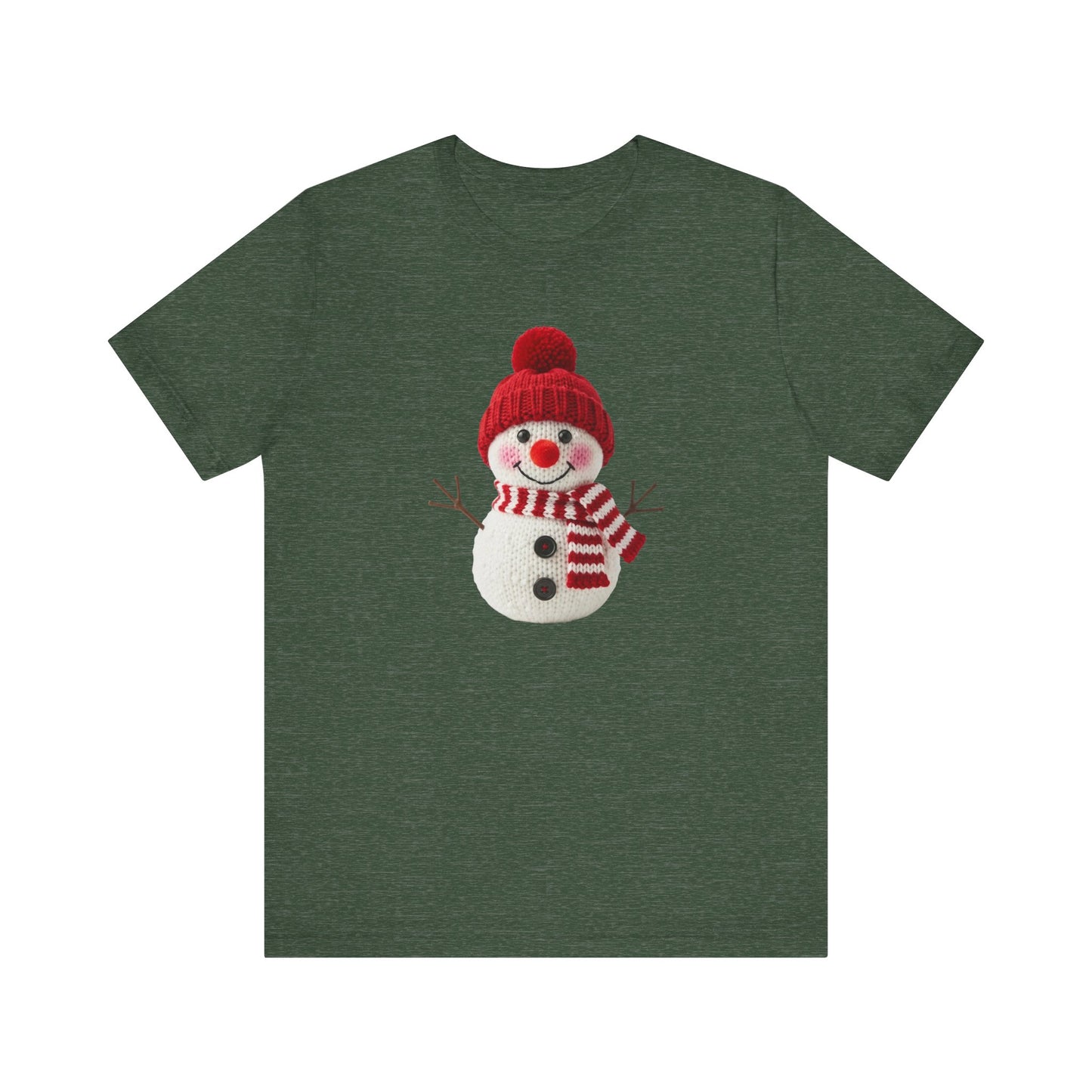 Happy Snowman Christmas T-Shirt - Faux Yarn