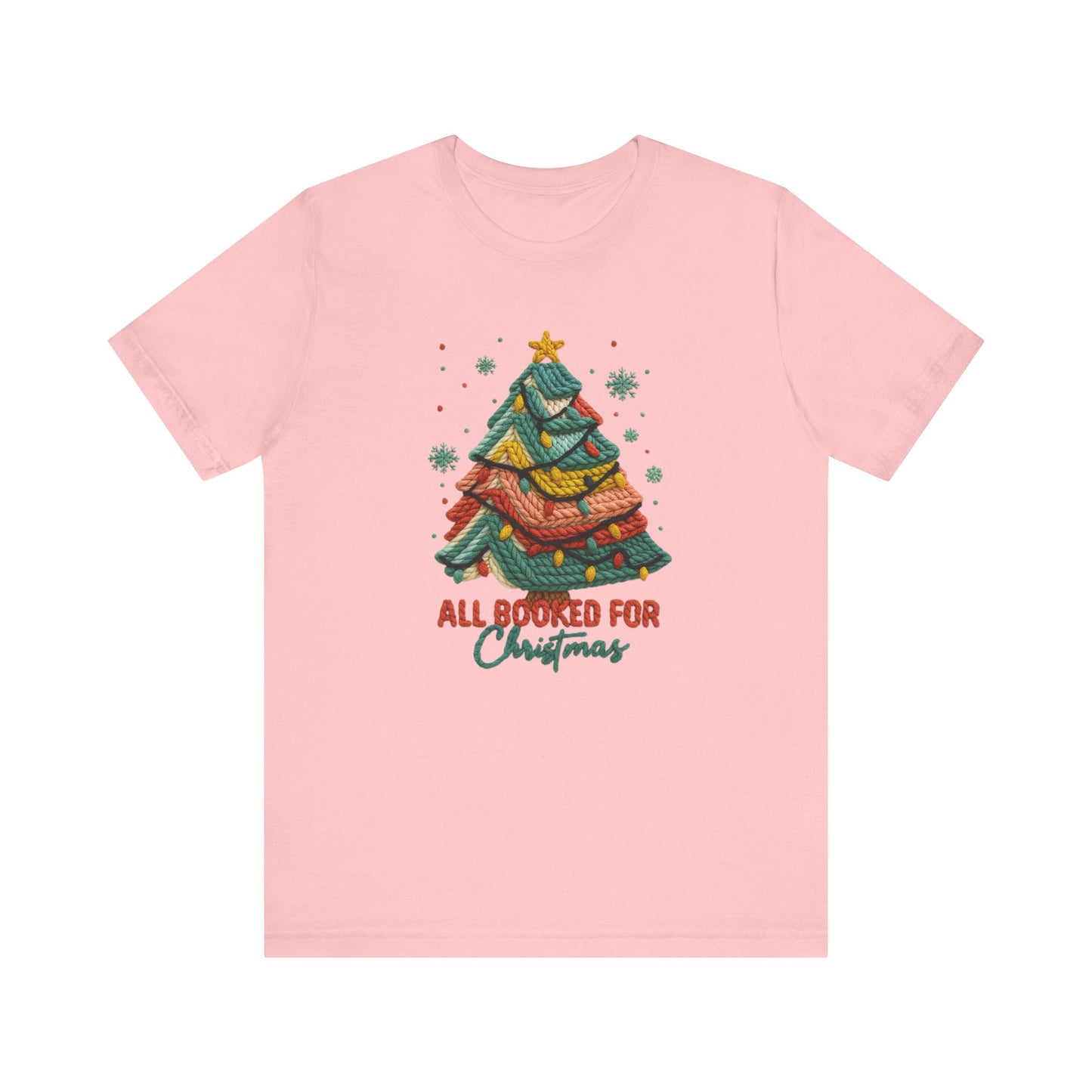All Booked for Christmas Bookish Christmas T-Shirt - Faux Yarn