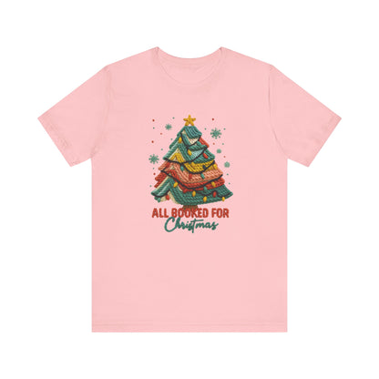 All Booked for Christmas Bookish Christmas T-Shirt - Faux Yarn