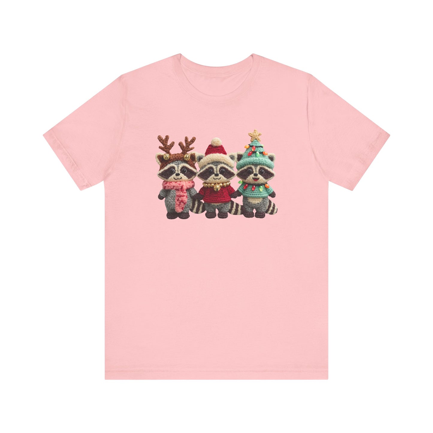 Cute Christmas Racoons T-Shirt - Faux Yarn
