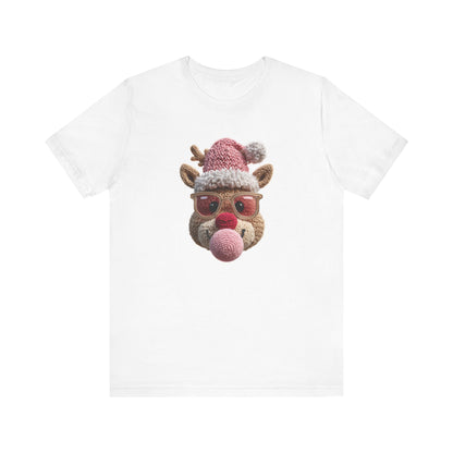 Reindeer Bubble Gum Christmas T-Shirt - Faux Yarn