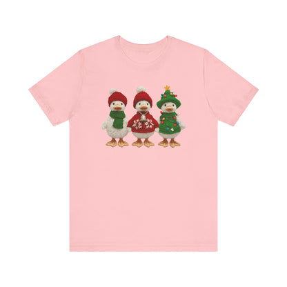 Cute Christmas Geese T-Shirt - Faux Yarn