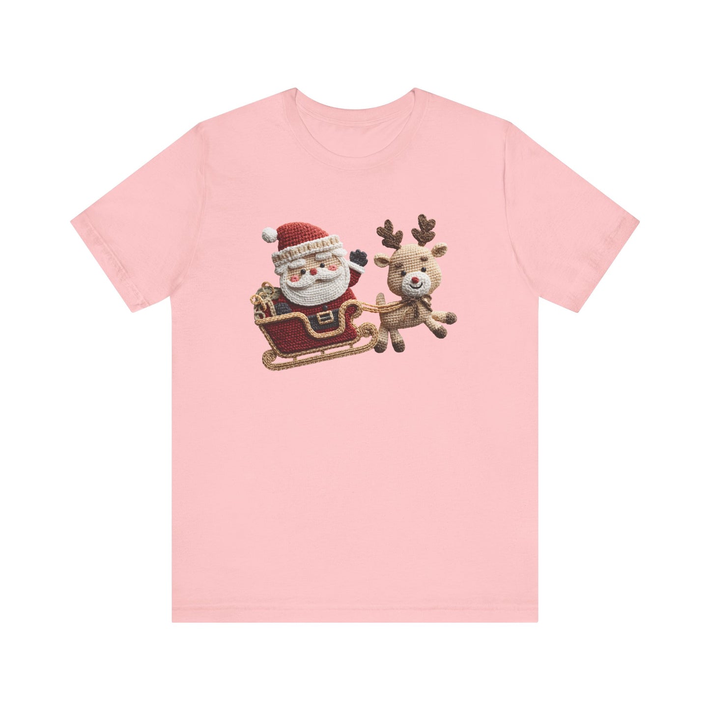 Santa Sleigh Christmas T-Shirt - Faux Yarn