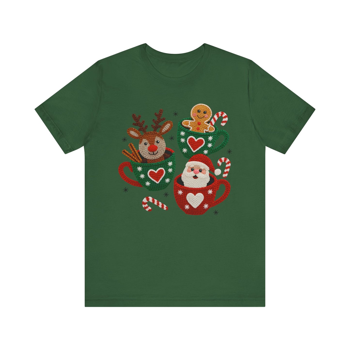 Coffee Cup Crew Christmas T-Shirt - Faux Yarn