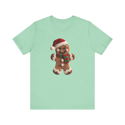 Ginger Bread Man Christmas T-Shirt - Faux Yarn