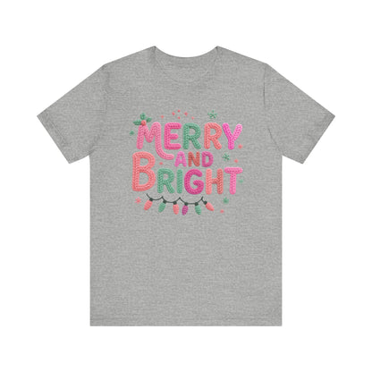 Merry & Bright Christmas T-Shirt - Faux Yarn