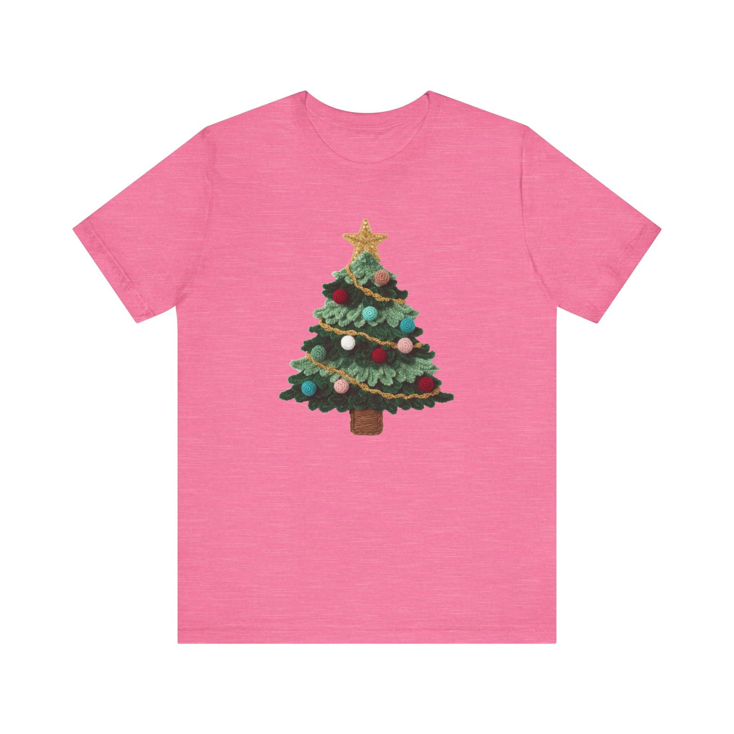 Cute Christmas Tree T-Shirt - Faux Yarn