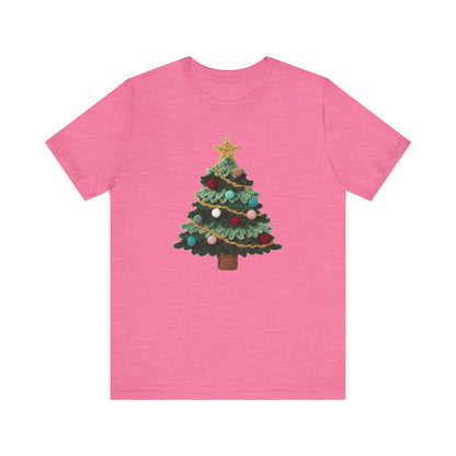 Cute Christmas Tree T-Shirt - Faux Yarn