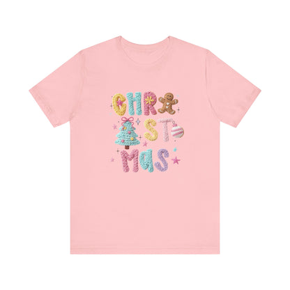Pastel Christmas Cookie T-Shirt - Faux Yarn