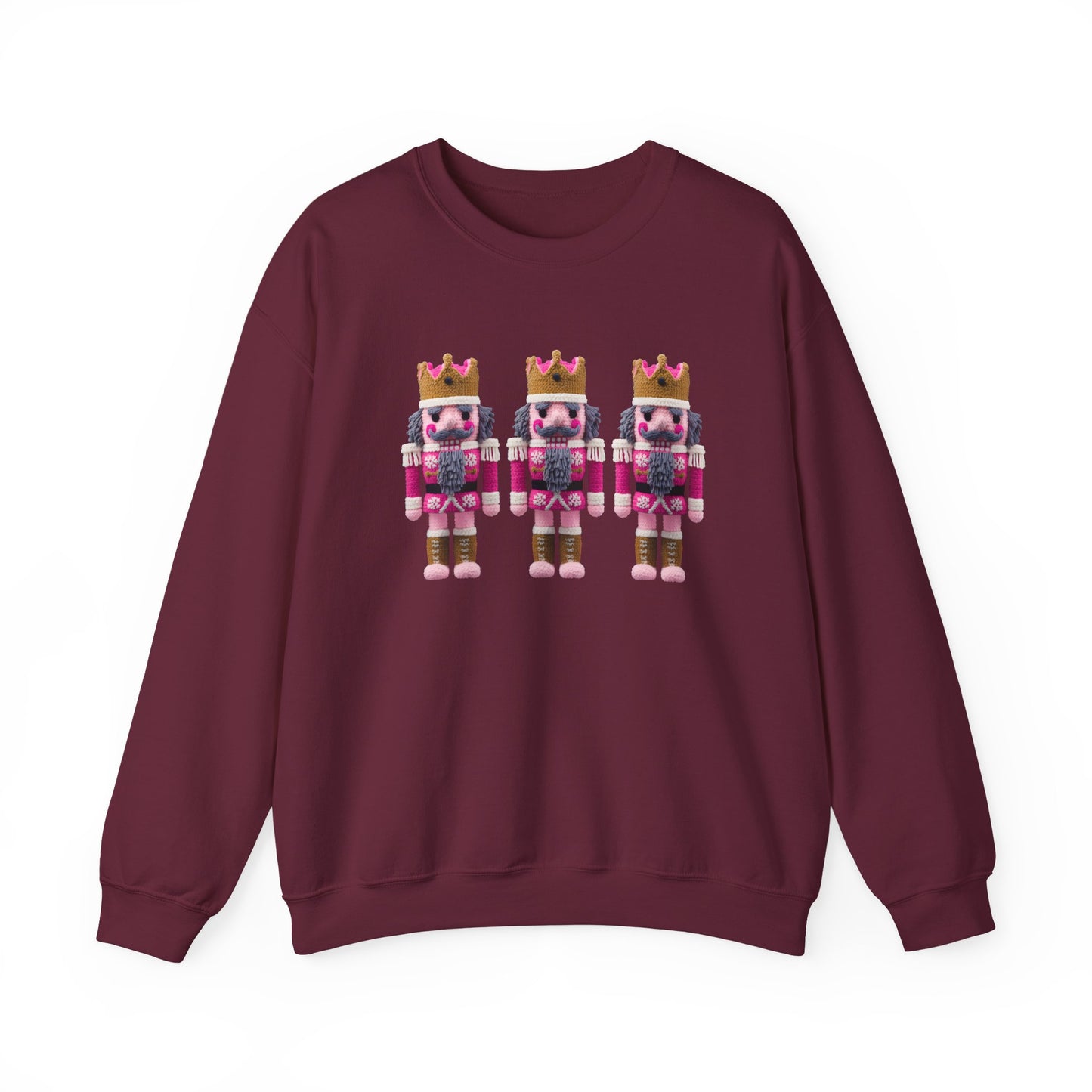 Pink Nutcrackers Christmas Sweatshirt - Faux Yarn