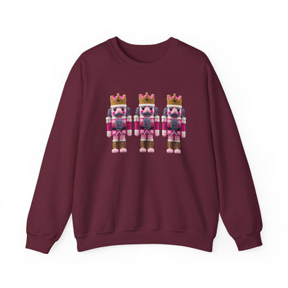 Pink Nutcrackers Christmas Sweatshirt - Faux Yarn