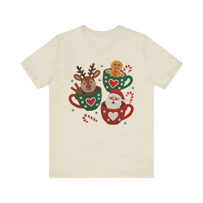 Coffee Cup Crew Christmas T-Shirt - Faux Yarn