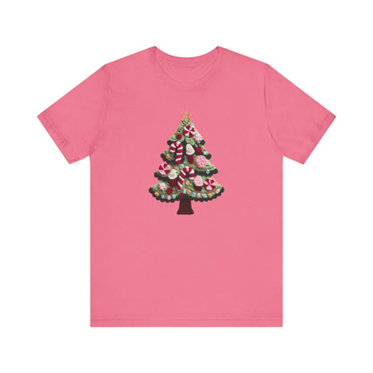 Cute Christmas Tree T-Shirt - Faux Yarn