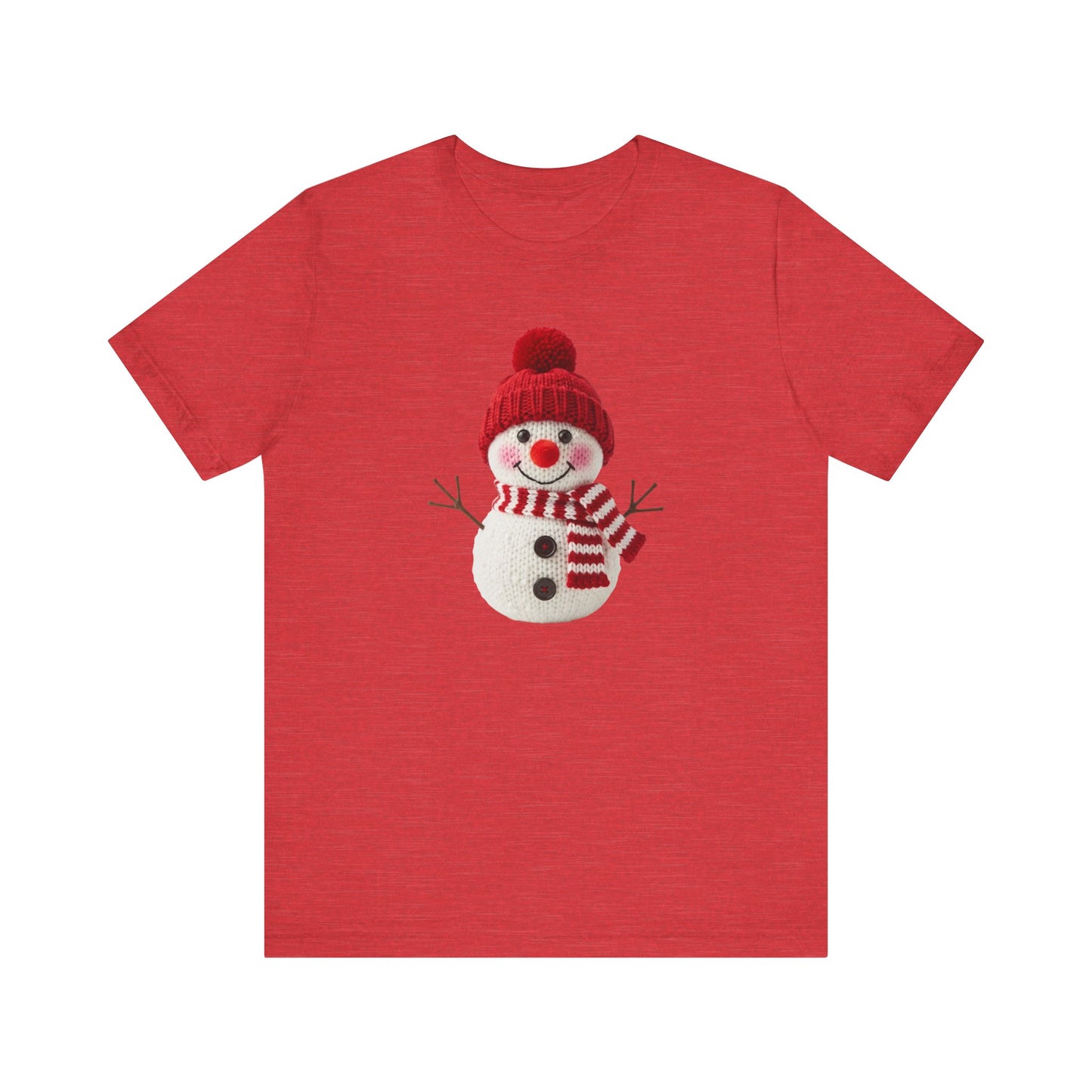 Happy Snowman Christmas T-Shirt - Faux Yarn