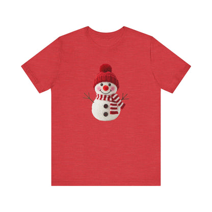 Happy Snowman Christmas T-Shirt - Faux Yarn