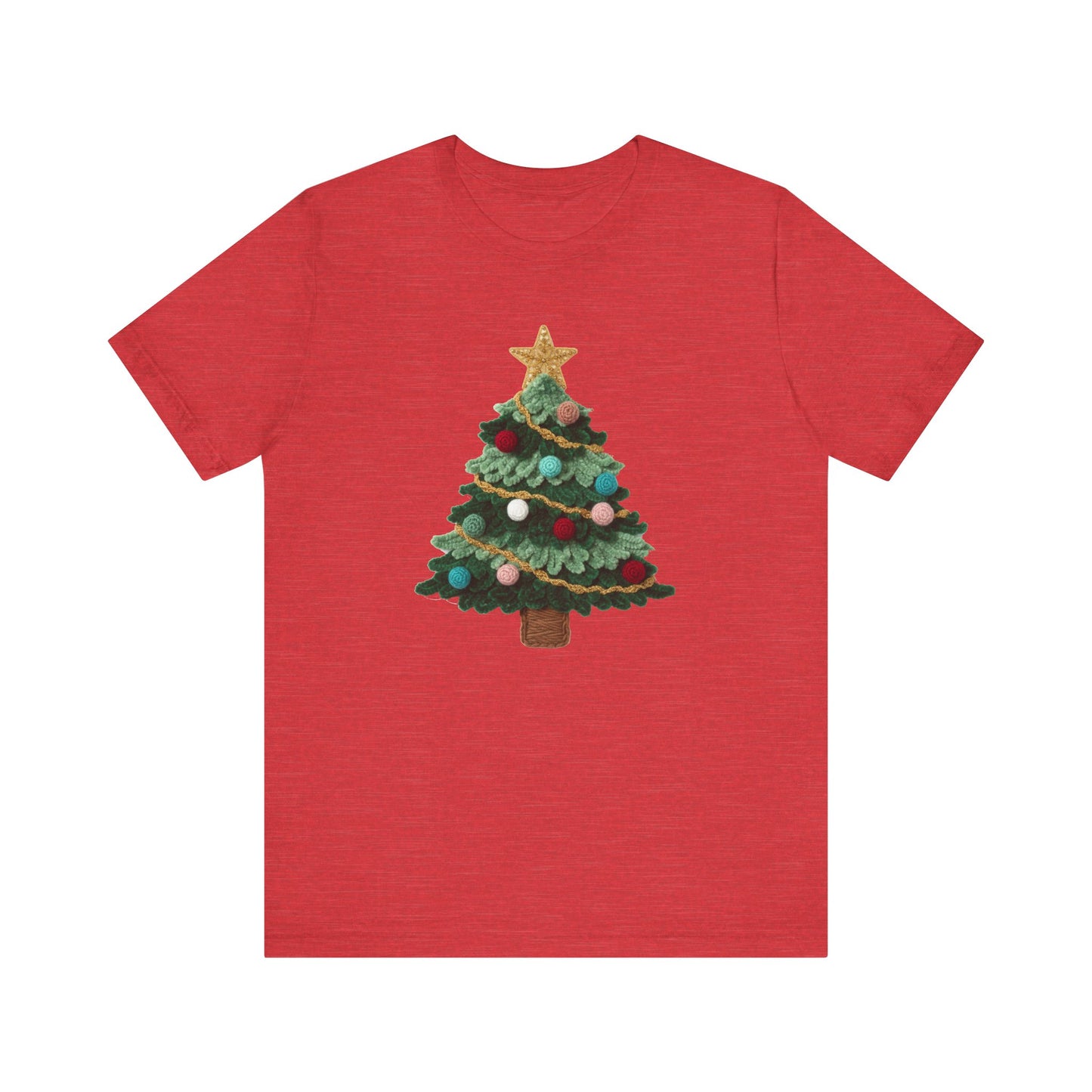 Cute Christmas Tree T-Shirt - Faux Yarn