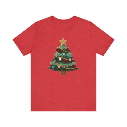 Cute Christmas Tree T-Shirt - Faux Yarn