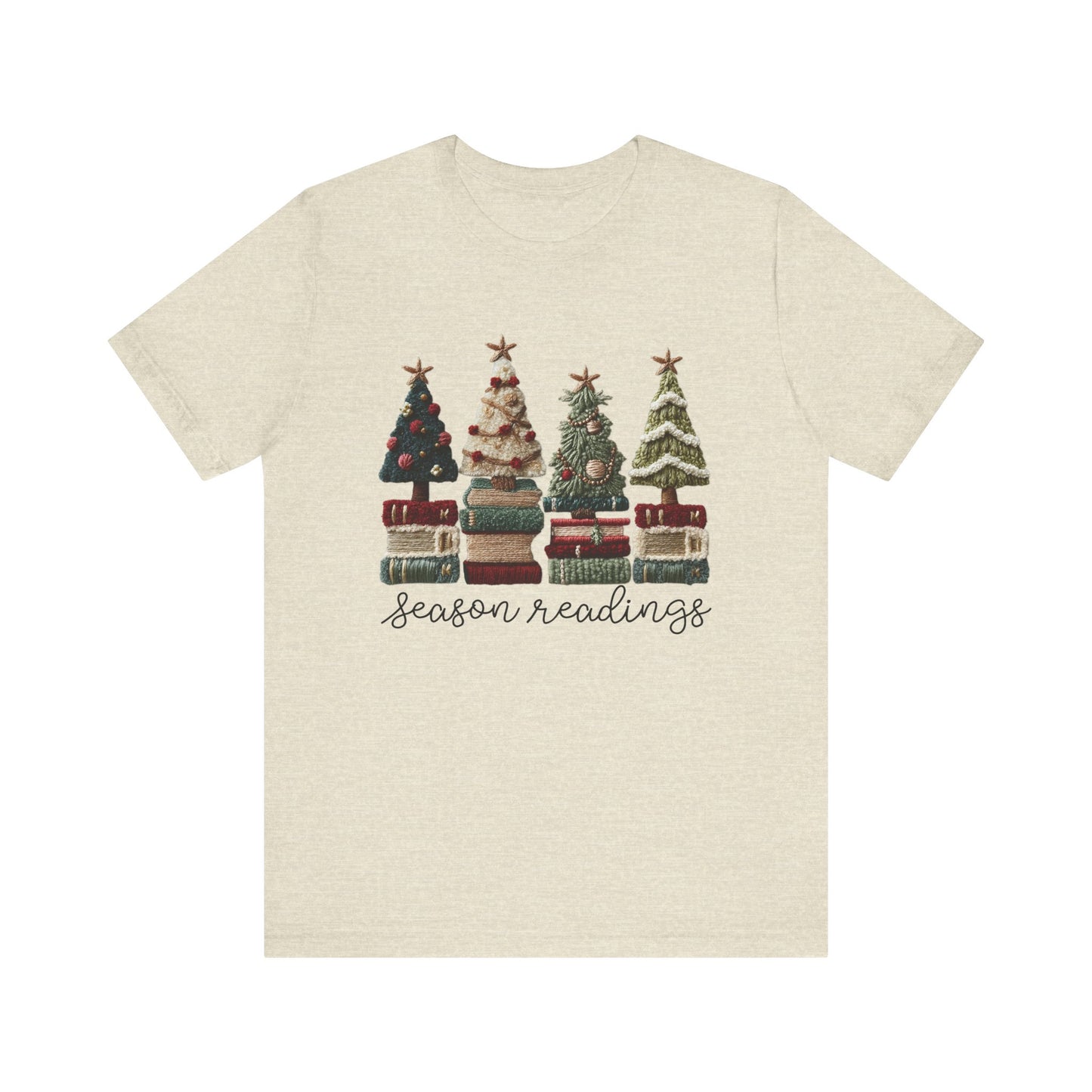 Season Readings Bookish Christmas Tree T-Shirt - Faux Yarn