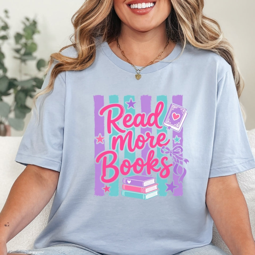 Read More Books Pink with Purple Stripes T-Shirt Just So Happy
