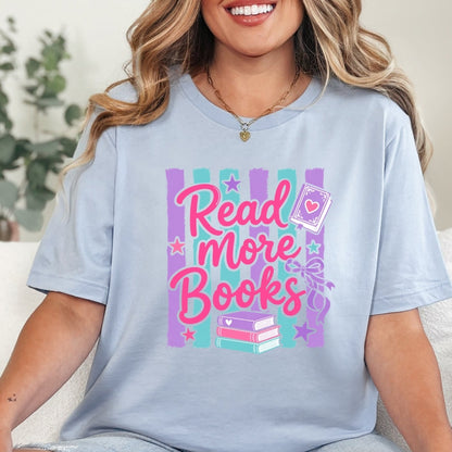 Read More Books Pink with Purple Stripes T-Shirt Just So Happy