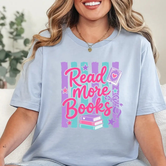 Read More Books Pink with Purple Stripes T-Shirt Just So Happy