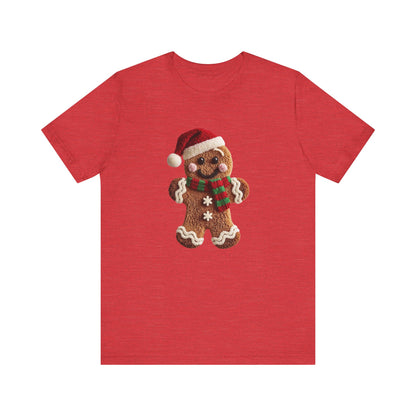 Ginger Bread Man Christmas T-Shirt - Faux Yarn