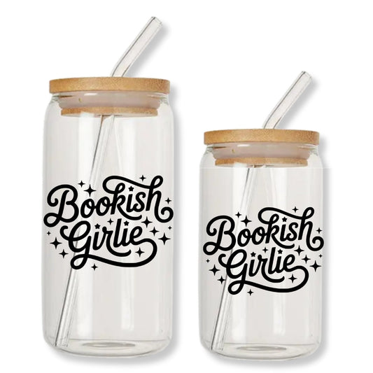 Bookish Girlie 16 oz. or 20 oz. Glass Can Cup Just So Happy