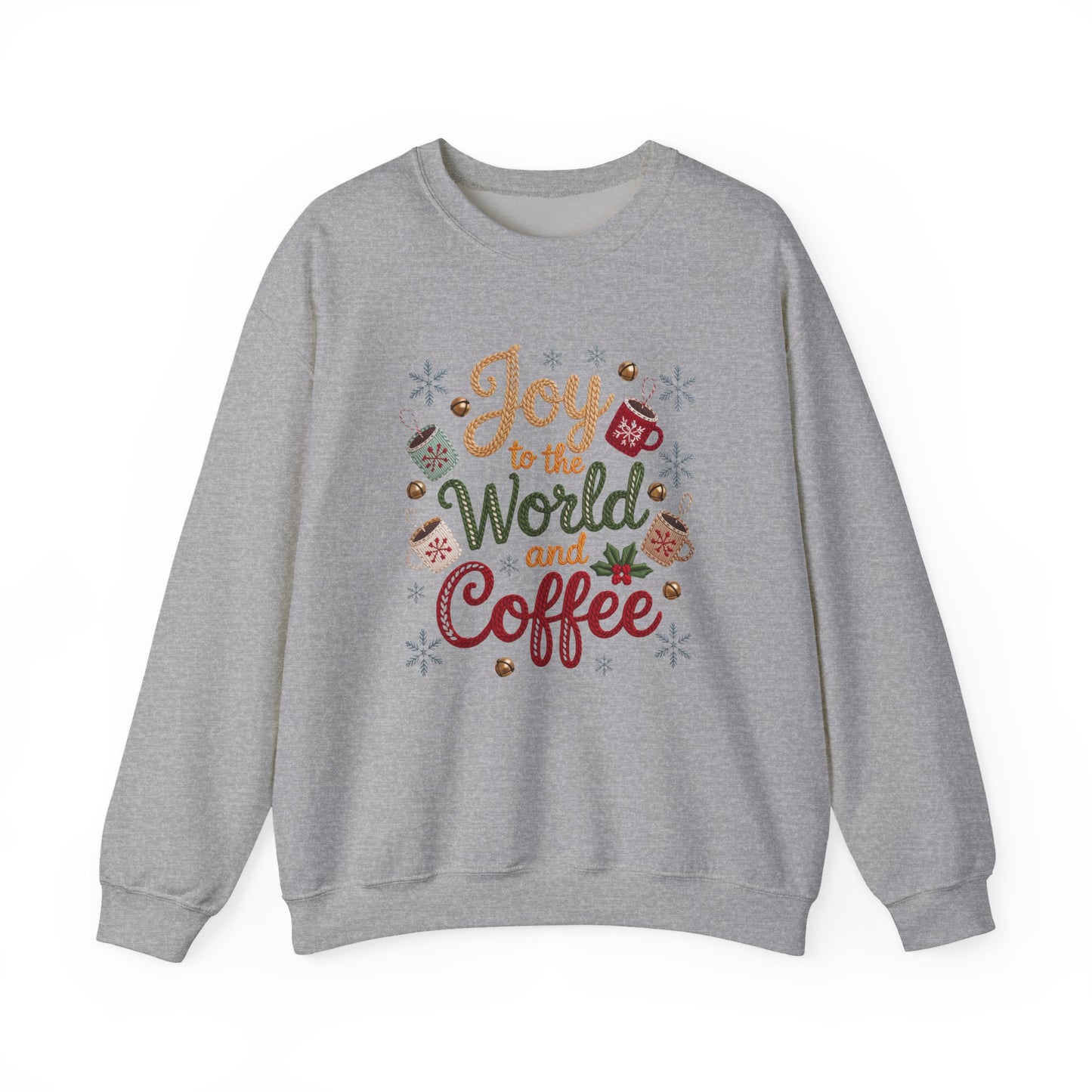 Joy to the World and Coffee Christmas Sweatshirt - Faux Yarn
