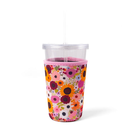 Rainbow Garden Drink Sleeve, Iced Coffee Koozie, Drink Cover