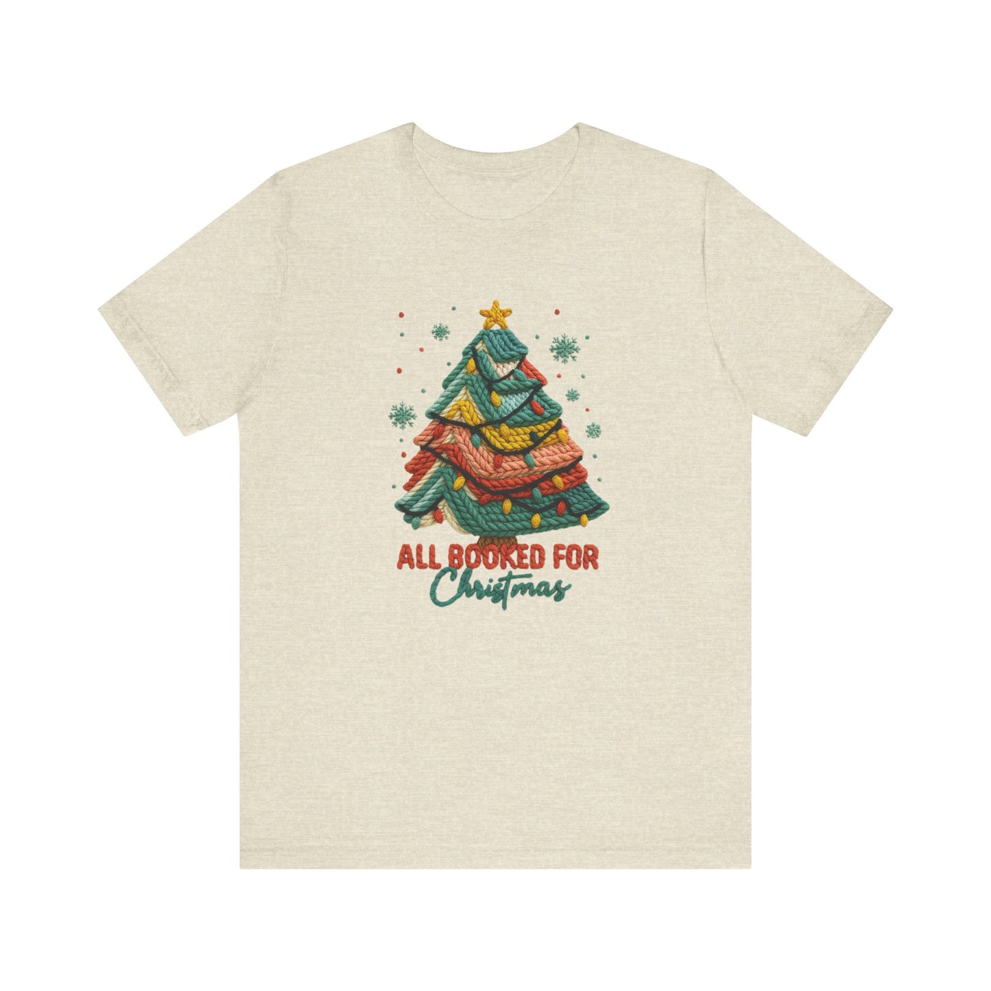 All Booked for Christmas Bookish Christmas T-Shirt - Faux Yarn