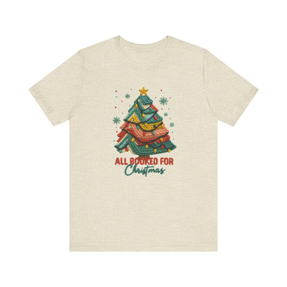 All Booked for Christmas Bookish Christmas T-Shirt - Faux Yarn