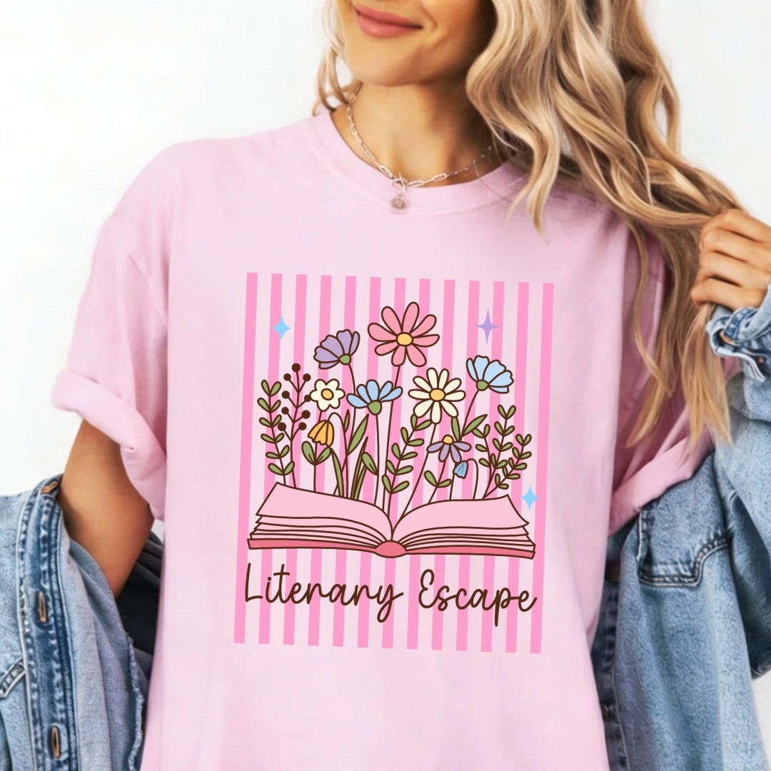 Literary Escape Stripes T-Shirt Just So Happy