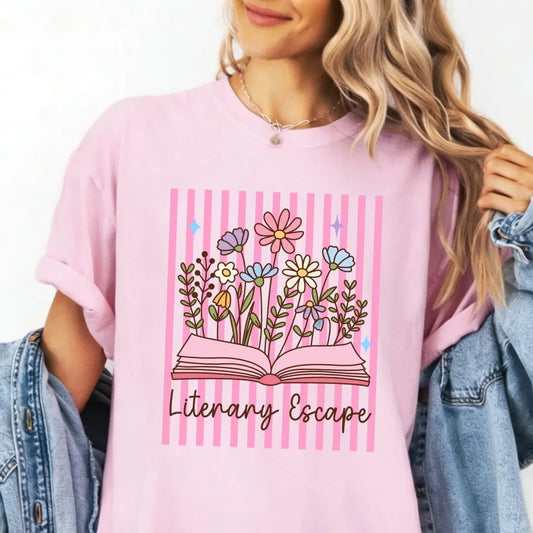 Literary Escape Stripes T-Shirt Just So Happy