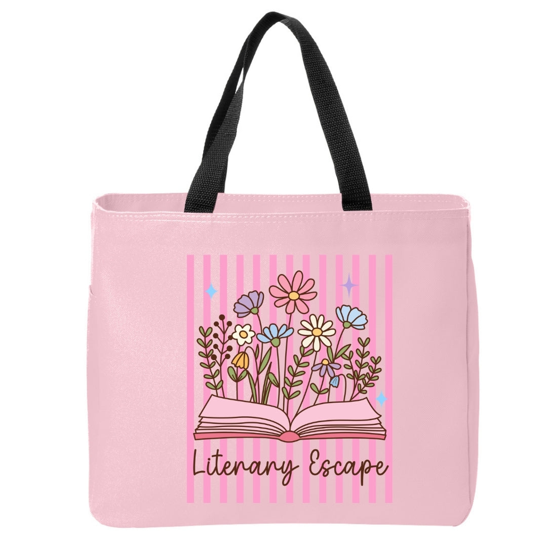 Literary Escape Stripes Tote Bag Just So Happy