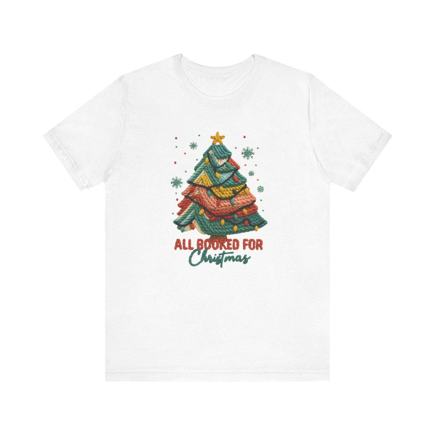All Booked for Christmas Bookish Christmas T-Shirt - Faux Yarn