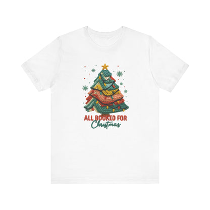 All Booked for Christmas Bookish Christmas T-Shirt - Faux Yarn