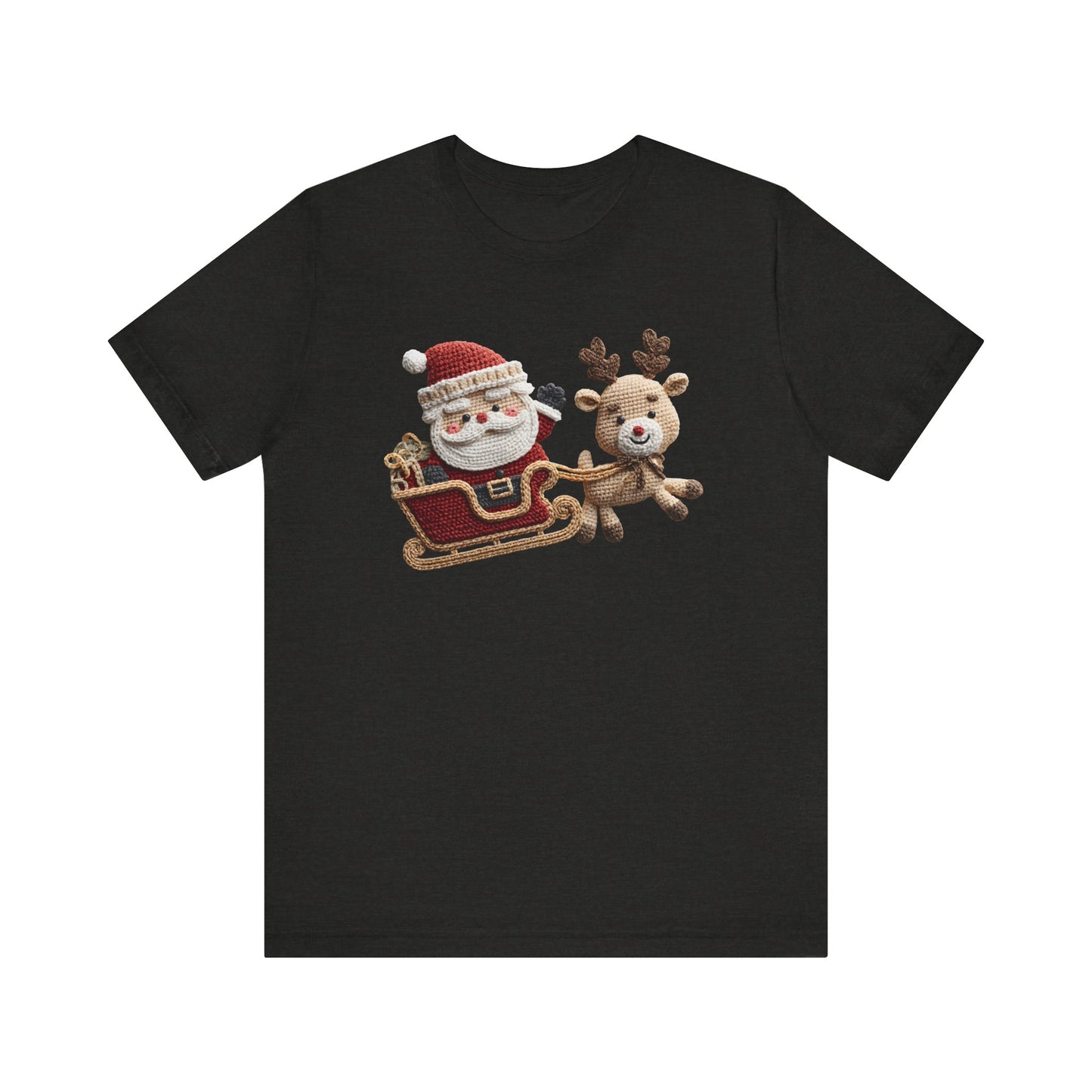 Santa Sleigh Christmas T-Shirt - Faux Yarn