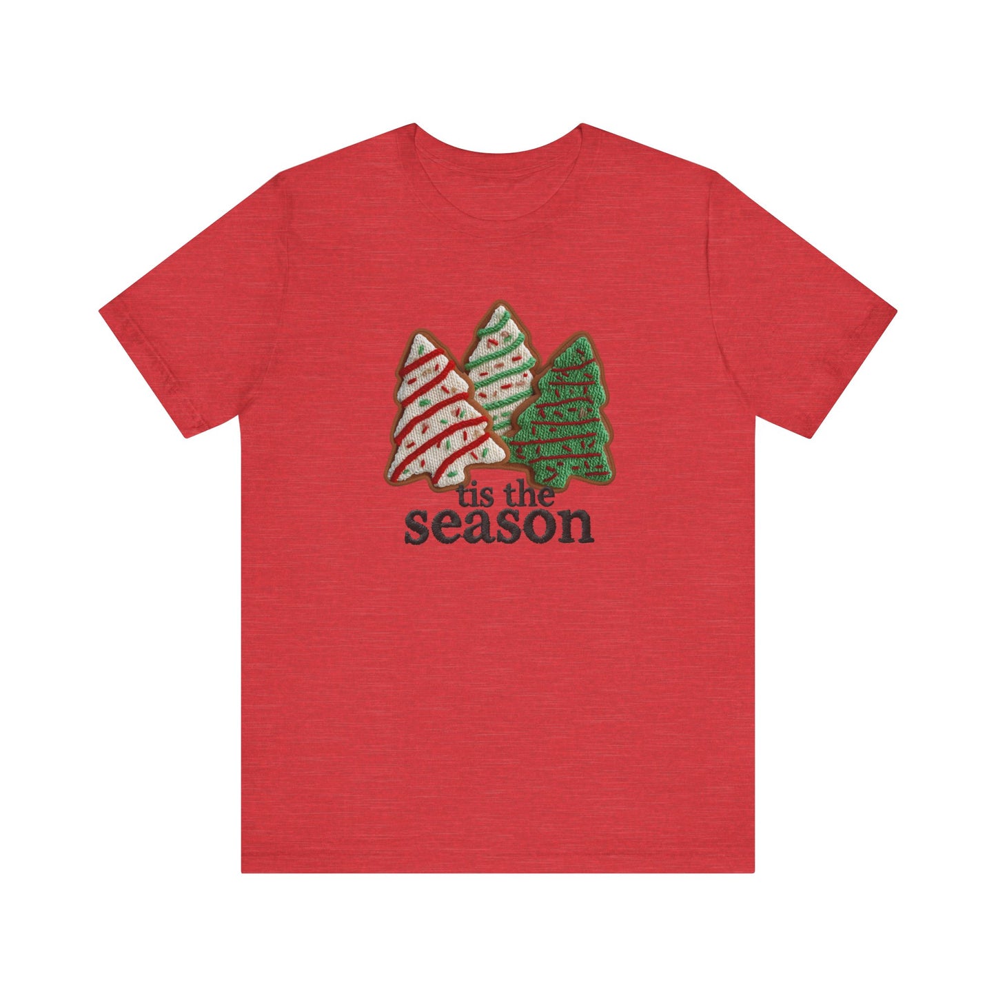 Tis the Season Christmas Tree Cookies T-Shirt - Faux Yarn